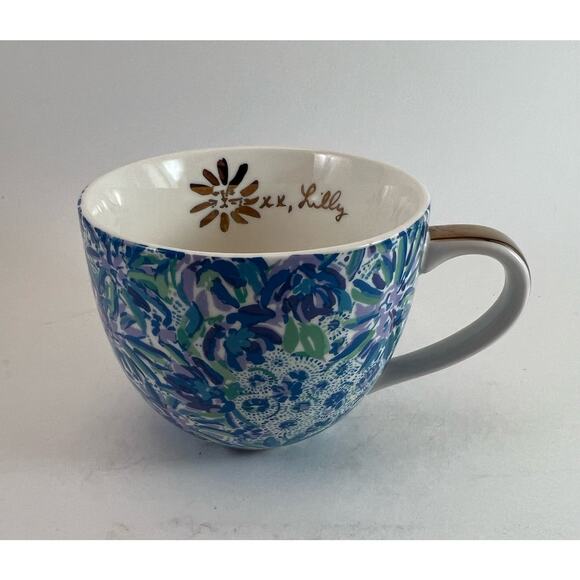 Lilly Pulitzer Other - Lilly Pulitzer "High Manetenance" Hidden Lion Blue Floral Coffee Mug 12 oz